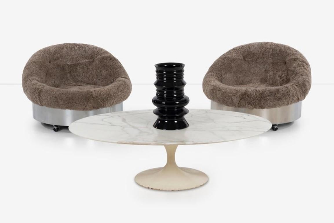 Mid-20th Century Pair of Pace Styled Lounge Chairs with Lambs Wool Tubs