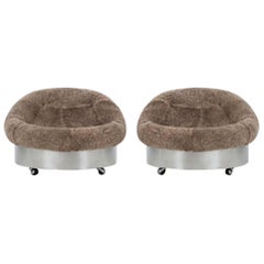 Pair of Pace Styled Lounge Chairs with Lambs Wool Tubs