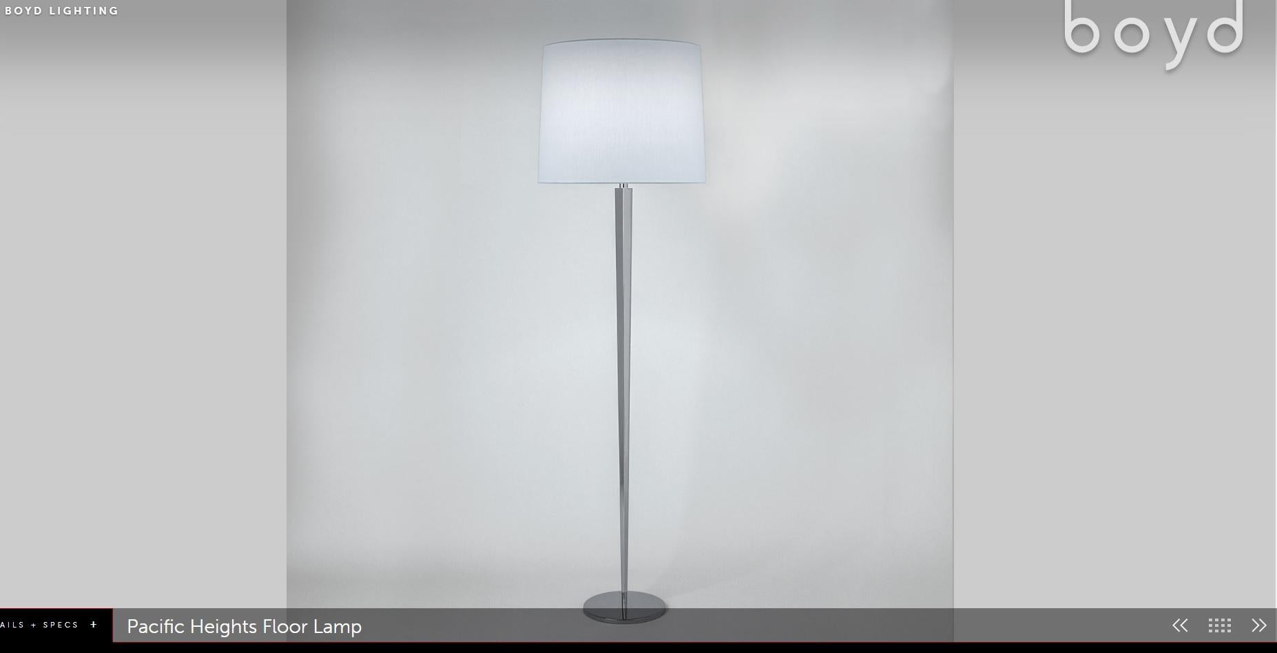 Nous avons le plaisir de proposer à la vente cette paire de lampadaires Pacific heights de Boyd Lighting, d'un prix de vente conseillé de £8,800, conçus par Barbara Barry.

Une paire absolument sublime de lampadaires design contemporains Conçus