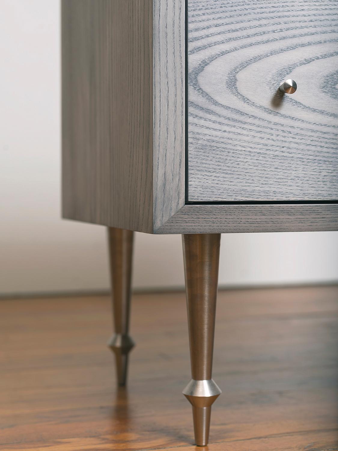 American Pair of Pacific Side Tables with Greywash Finish by Volk