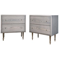 Pair of Pacific Side Tables with Greywash Finish by Volk