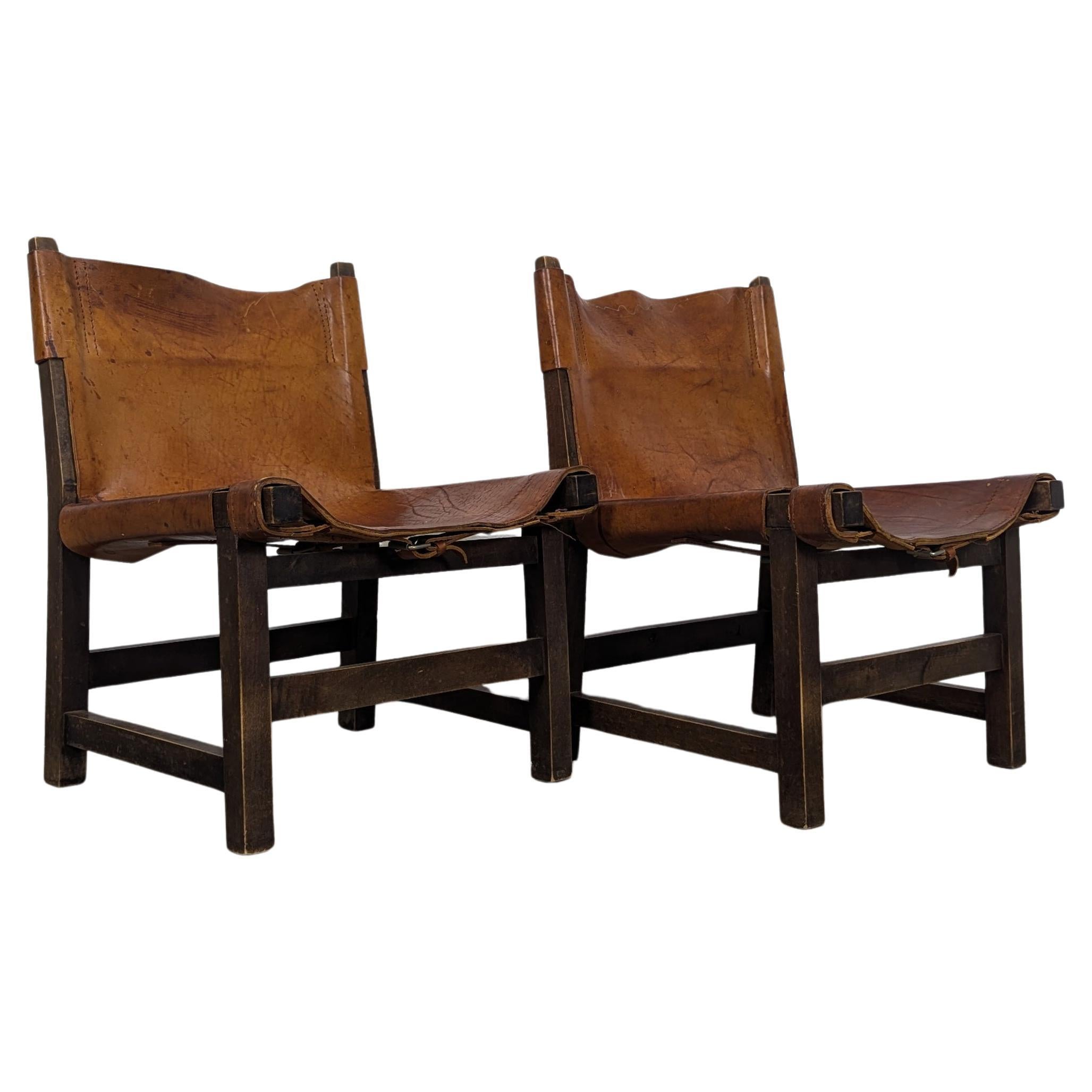 Pair of Paco Muñoz for Darro, 'Riaza' Chair Walnut and Leather, Spain, c1960s