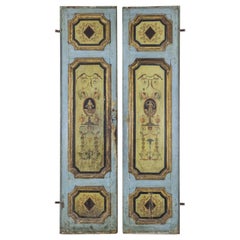 Antique Pair of Pageantry Wood Doors with Grotesques, 18th Century