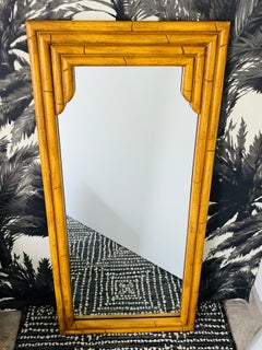 Pair of Pagoda Bamboo Mirrors In Wood and Resin, c. 1970's