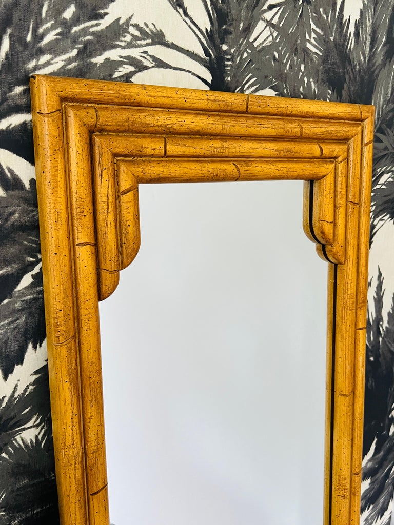 American Pair of Pagoda Bamboo Mirrors In Wood and Resin, c. 1970's For Sale