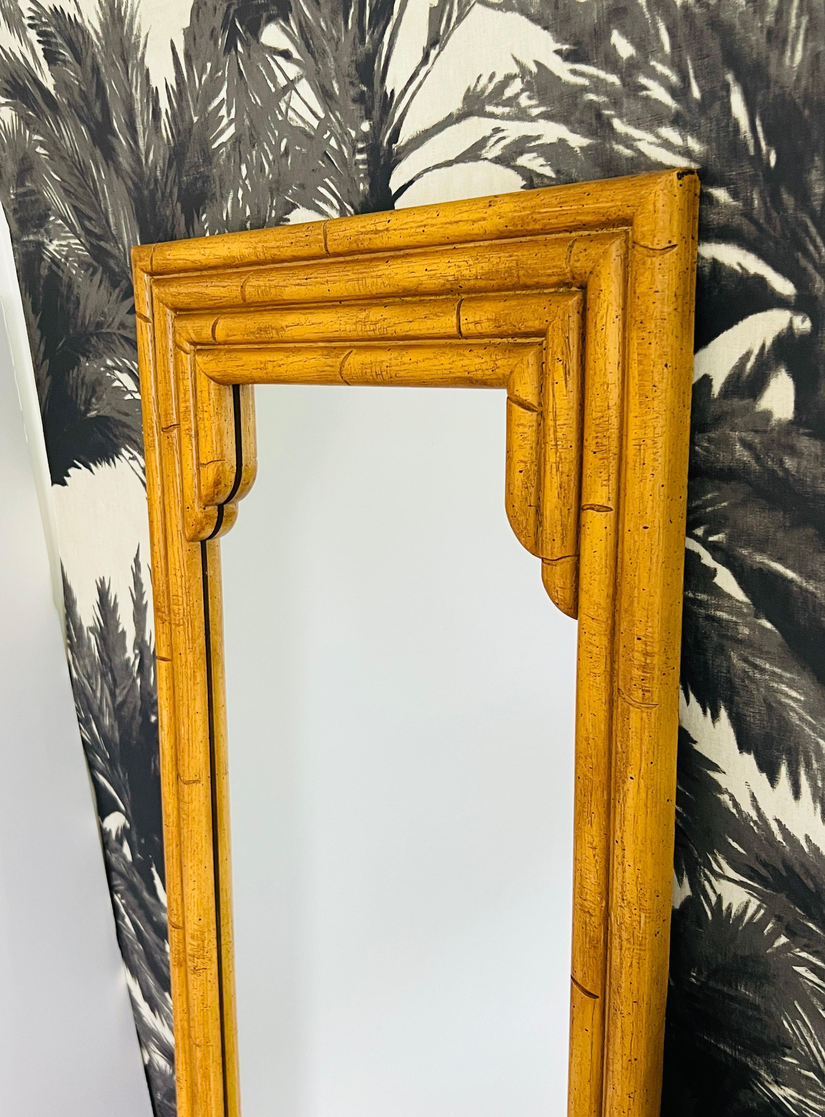 Pair of Pagoda Bamboo Mirrors In Wood and Resin, c. 1970's For Sale 2