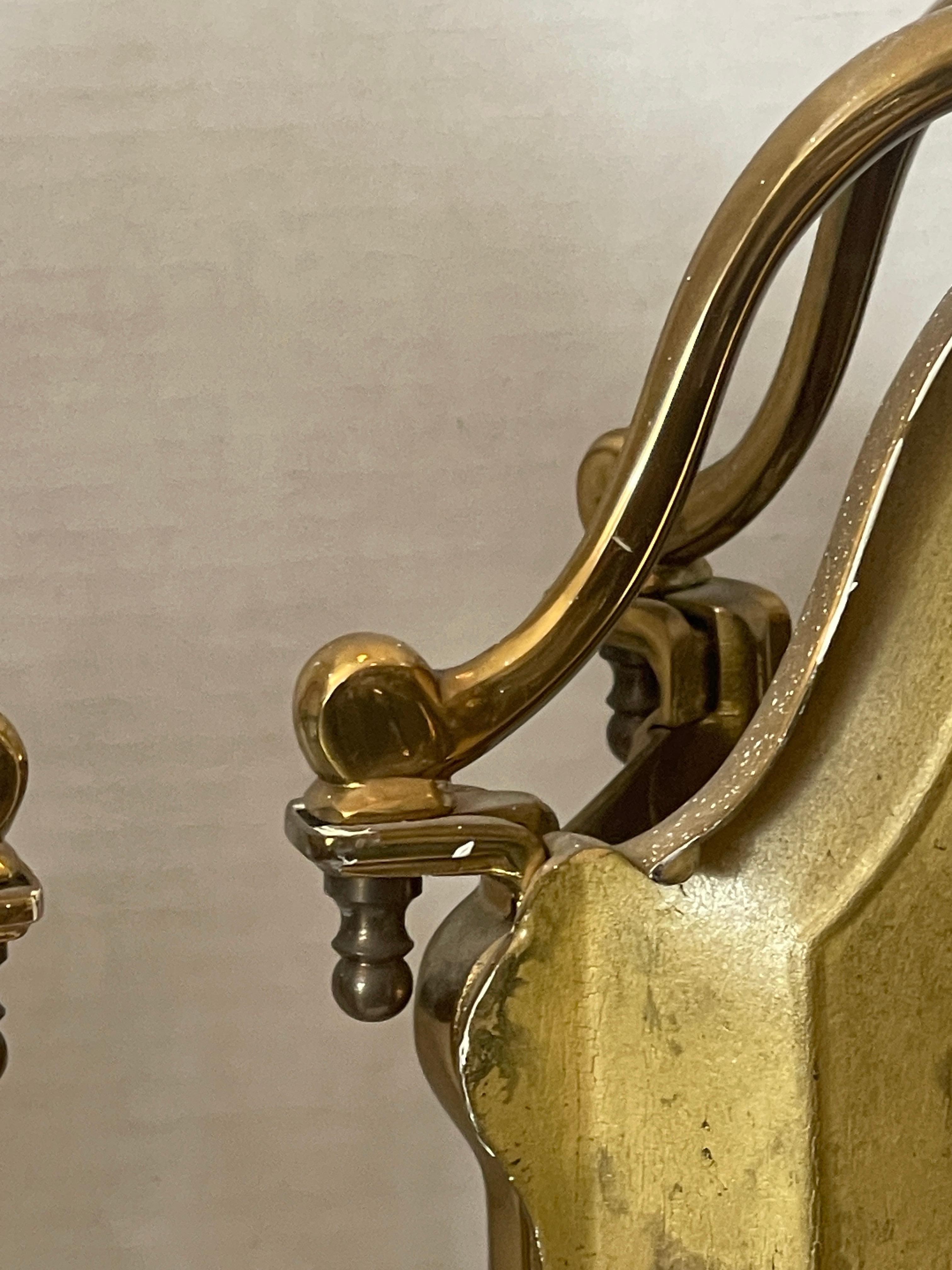 Pair of Pagoda, Heavy Bronze & Beveled Glass Three Lights Lanterns In Good Condition For Sale In West Palm Beach, FL
