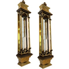 Pair of Pagoda Mirrored Sconces