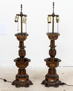 Pair of Pagoda Shaped Lamps