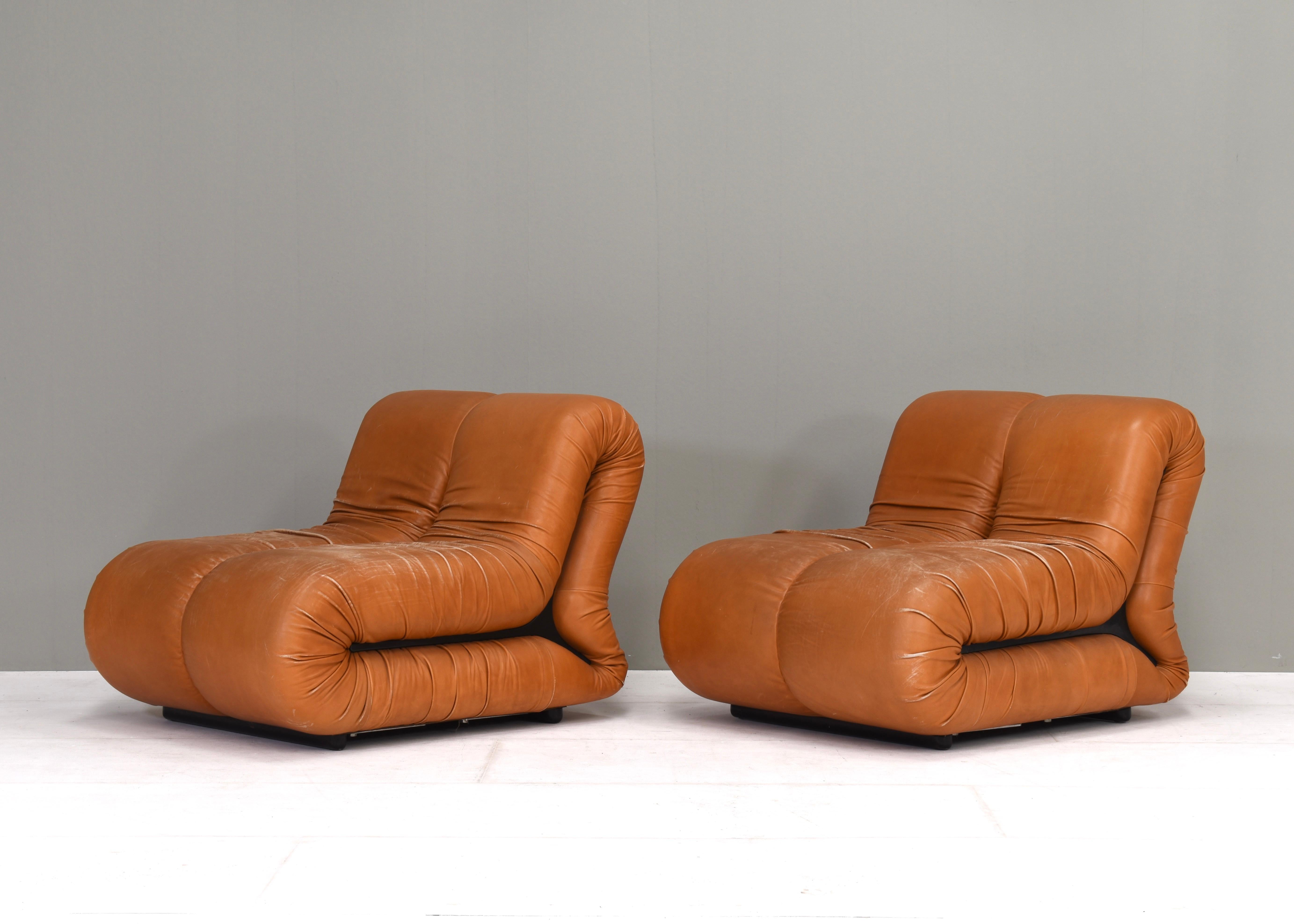Mid-Century Modern Pair of Pagrù Lounge Chairs by Claudio Vagnoni, Italy - circa 1960