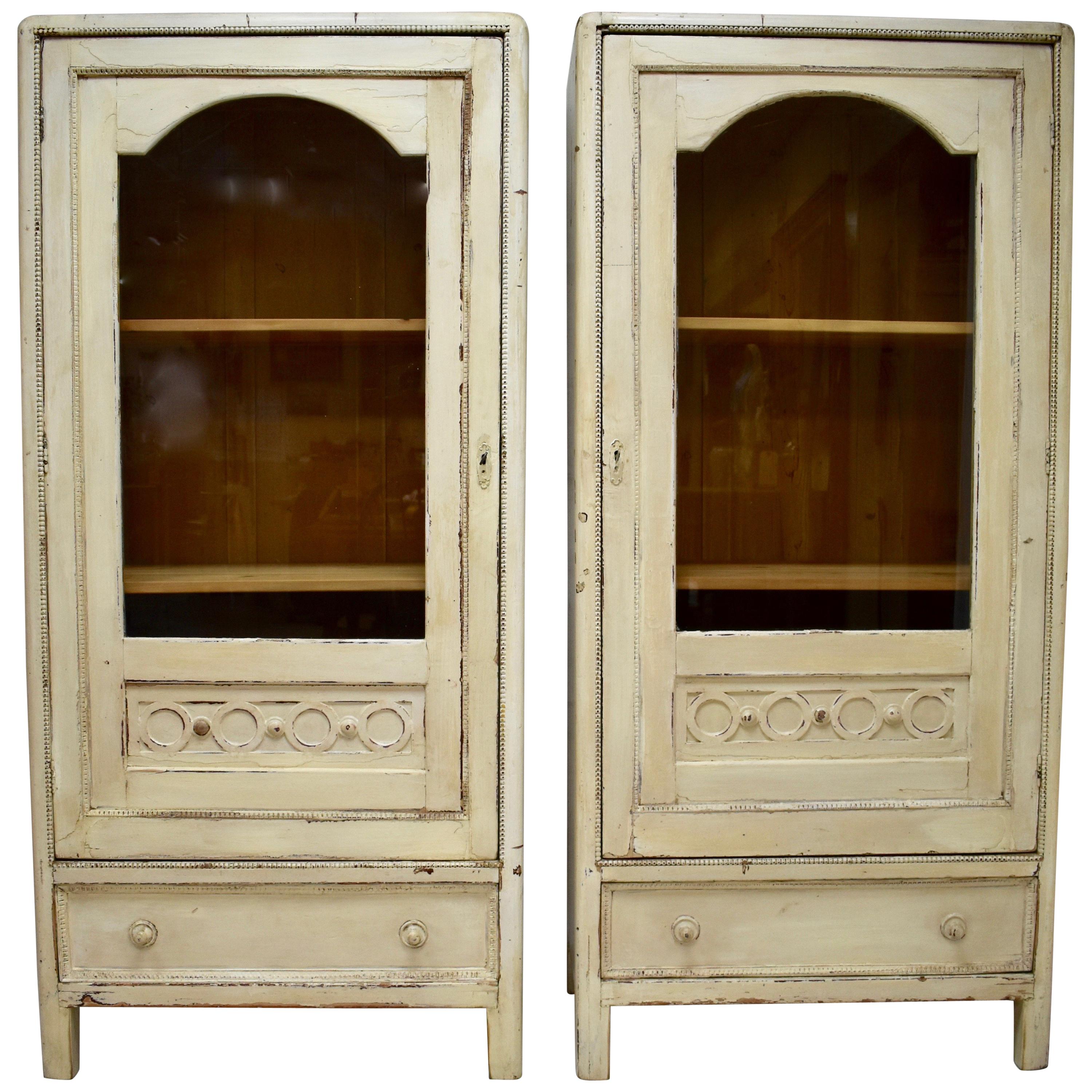 Pair of Painted Pine Vitrines