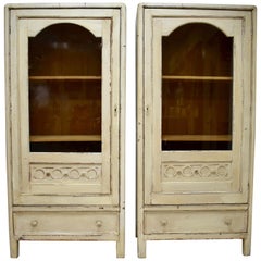 Antique Pair of Painted Pine Vitrines