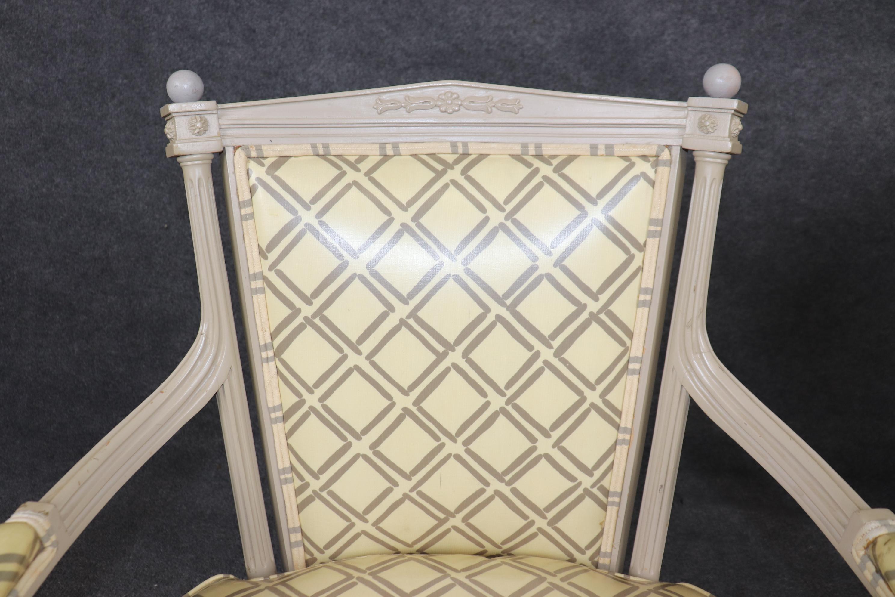 Mid-20th Century Pair of Paint Decorated French Louis XVI Style Directoire Armchairs Circa 1940 For Sale