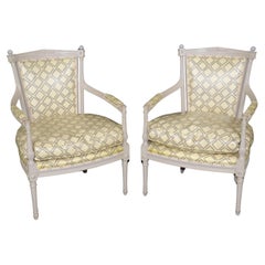 Paar lackierte französische Directoire-Sessel im Louis-XVI.-Stil, um 1940