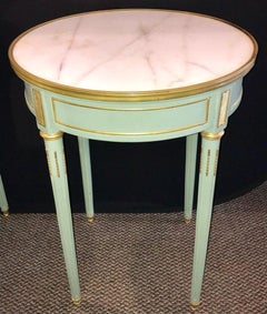 Pair of Painted Jansen style & Louis XVI style End, Side or Bouilliotte Tables