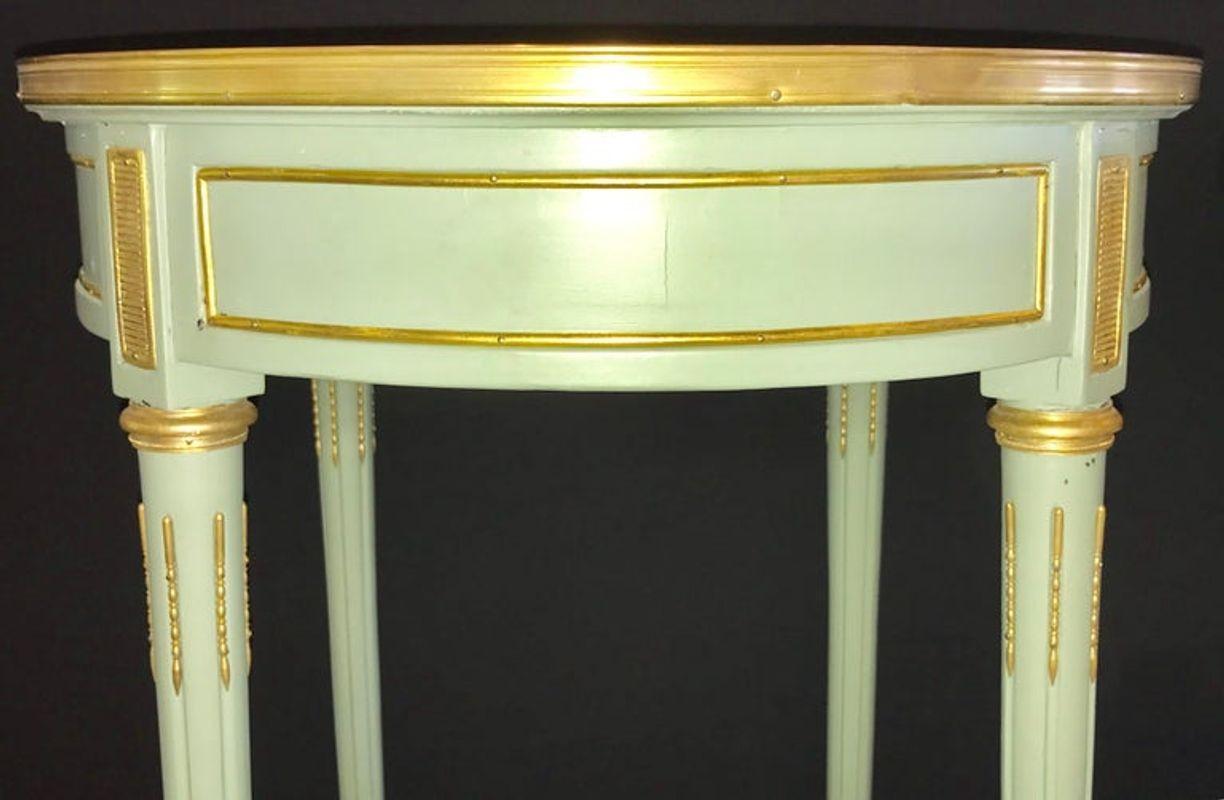 Pair of Paint Decorated Jansen Style Louis XVI End, Side or Bouilliotte Tables For Sale 4