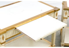 Pair Of Paint Decorated Neoclassical Drawer Side Tables With Marble Top