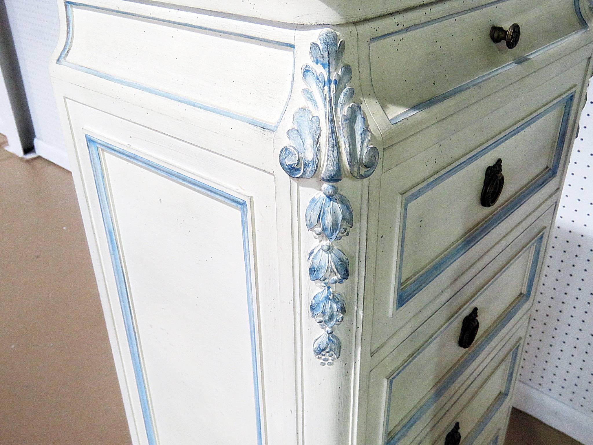 Wood Pair of Paint Decorated Swedish Louis XVI Style Lingerie Bedside Chests