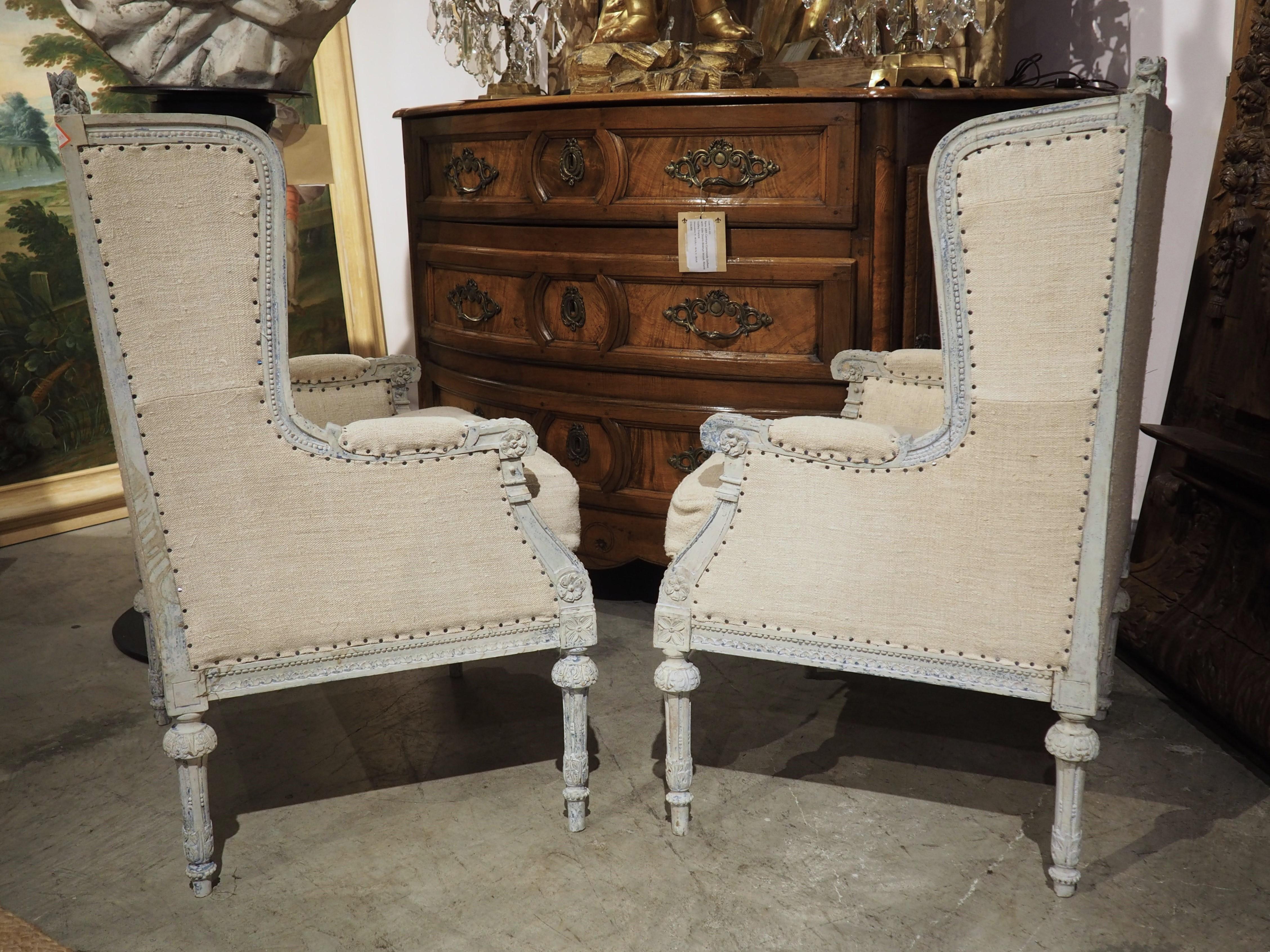 Pair of Painted 19th C. French Louis XVI Style Armchairs, 