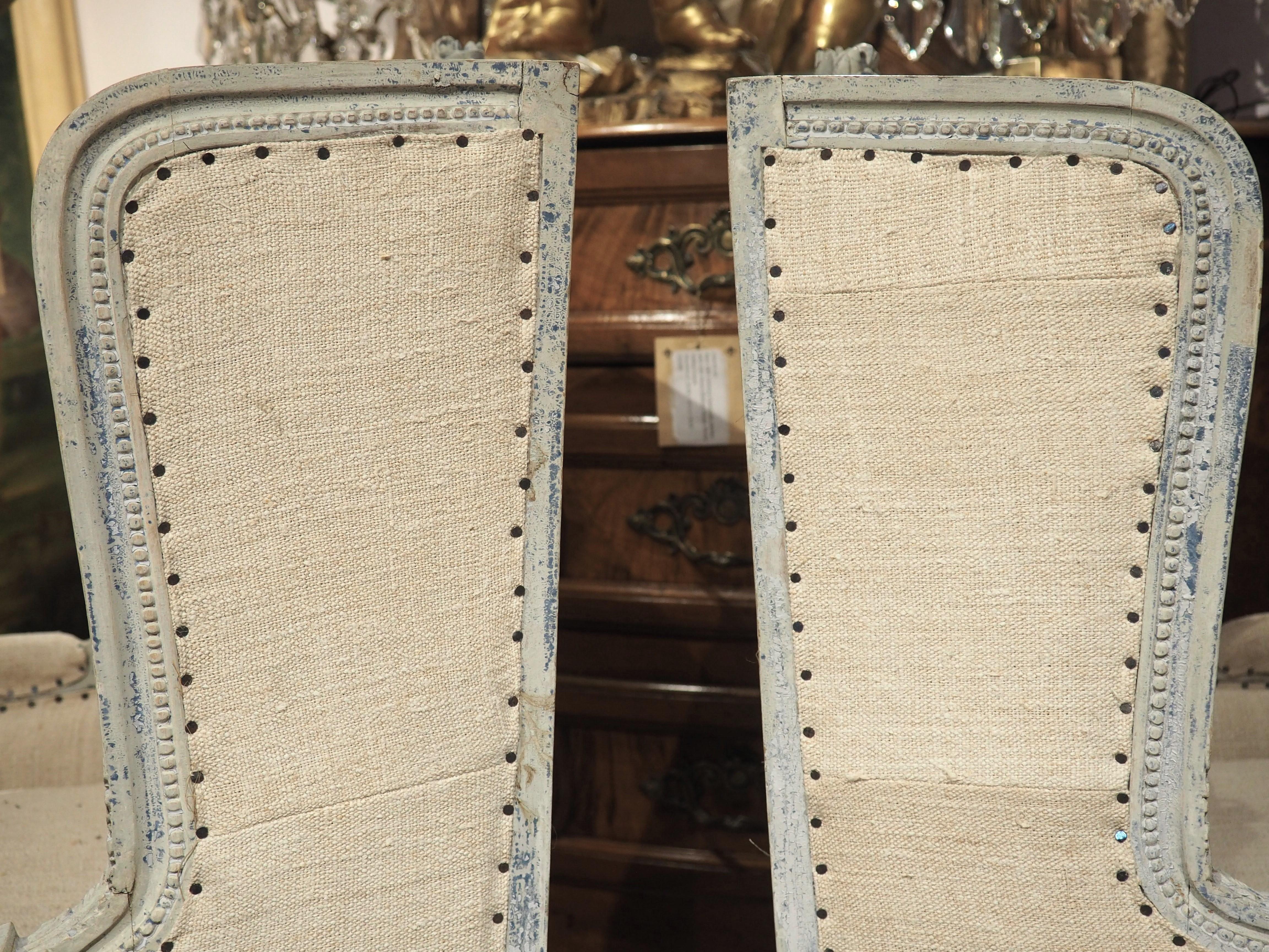Pair of Painted 19th C. French Louis XVI Style Armchairs, 