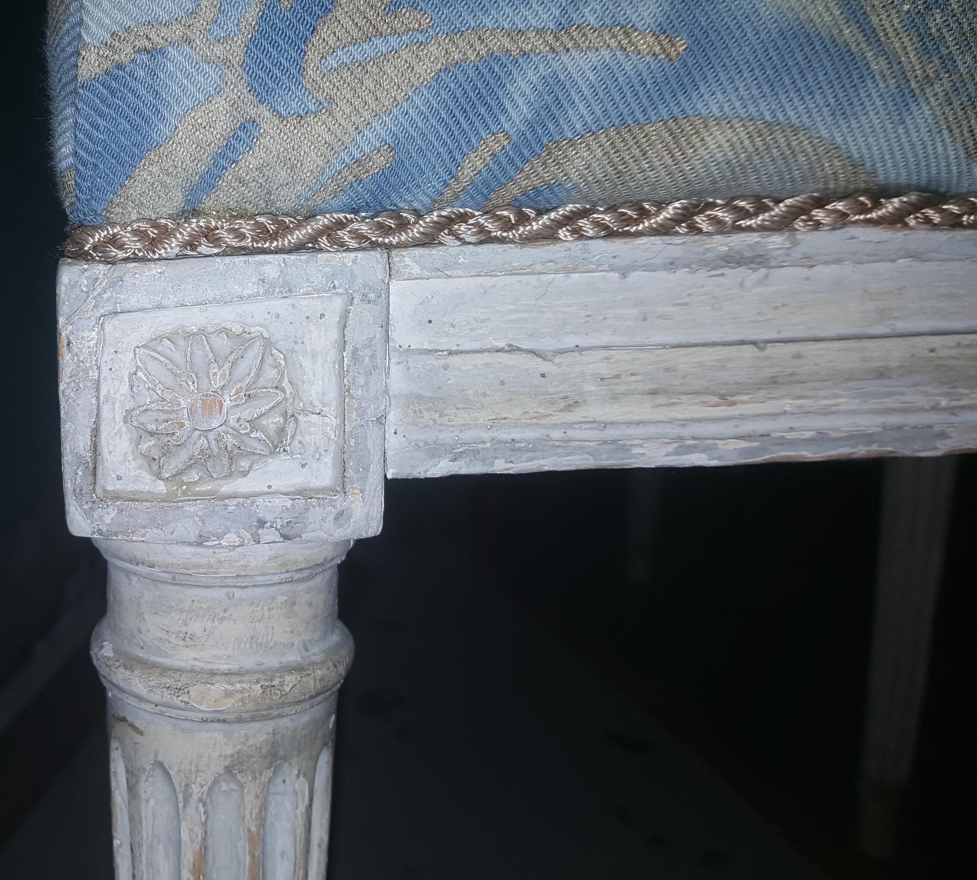 Louis XVI Pair of Painted 19th Century Chairs For Sale