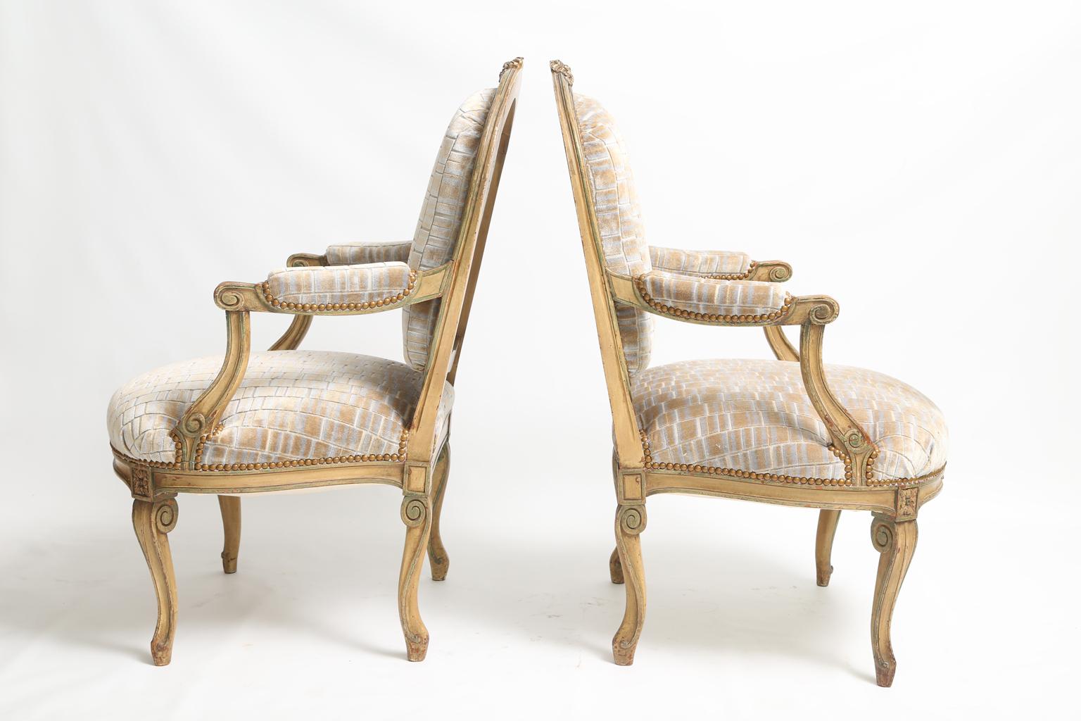 French Pair of Painted 19th Century Fauteuils  For Sale