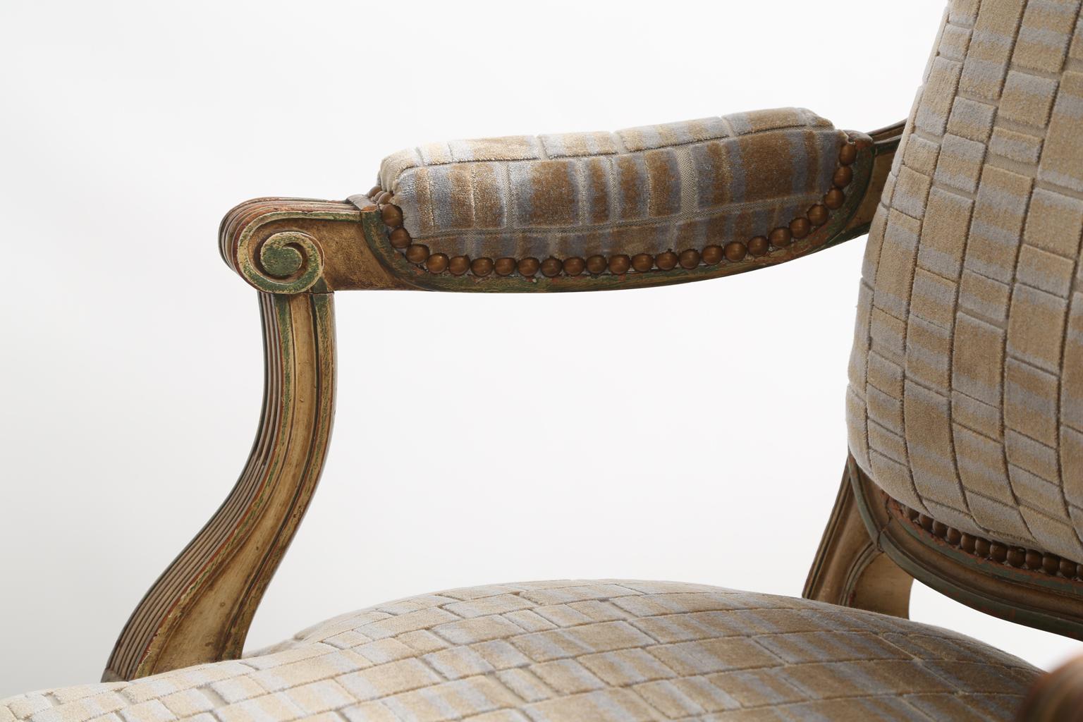 Pair of Painted 19th Century Fauteuils  In Good Condition For Sale In West Palm Beach, FL