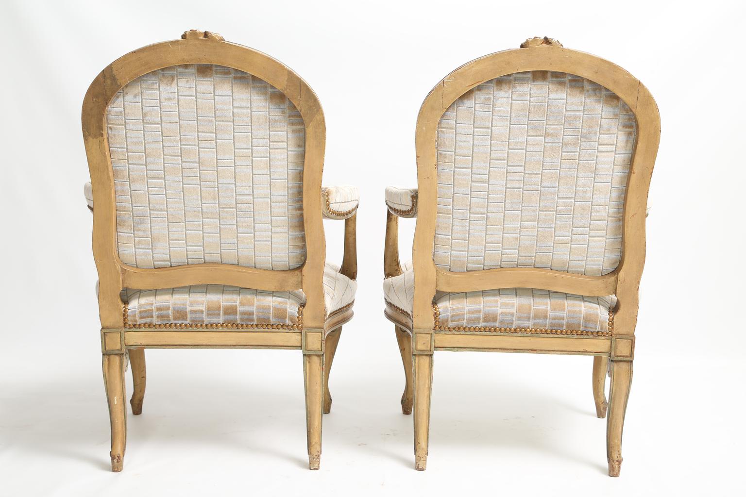 Pair of Painted 19th Century Fauteuils  For Sale 2
