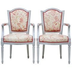 Pair of Painted 19th Century Swedish Shield Back Armchairs