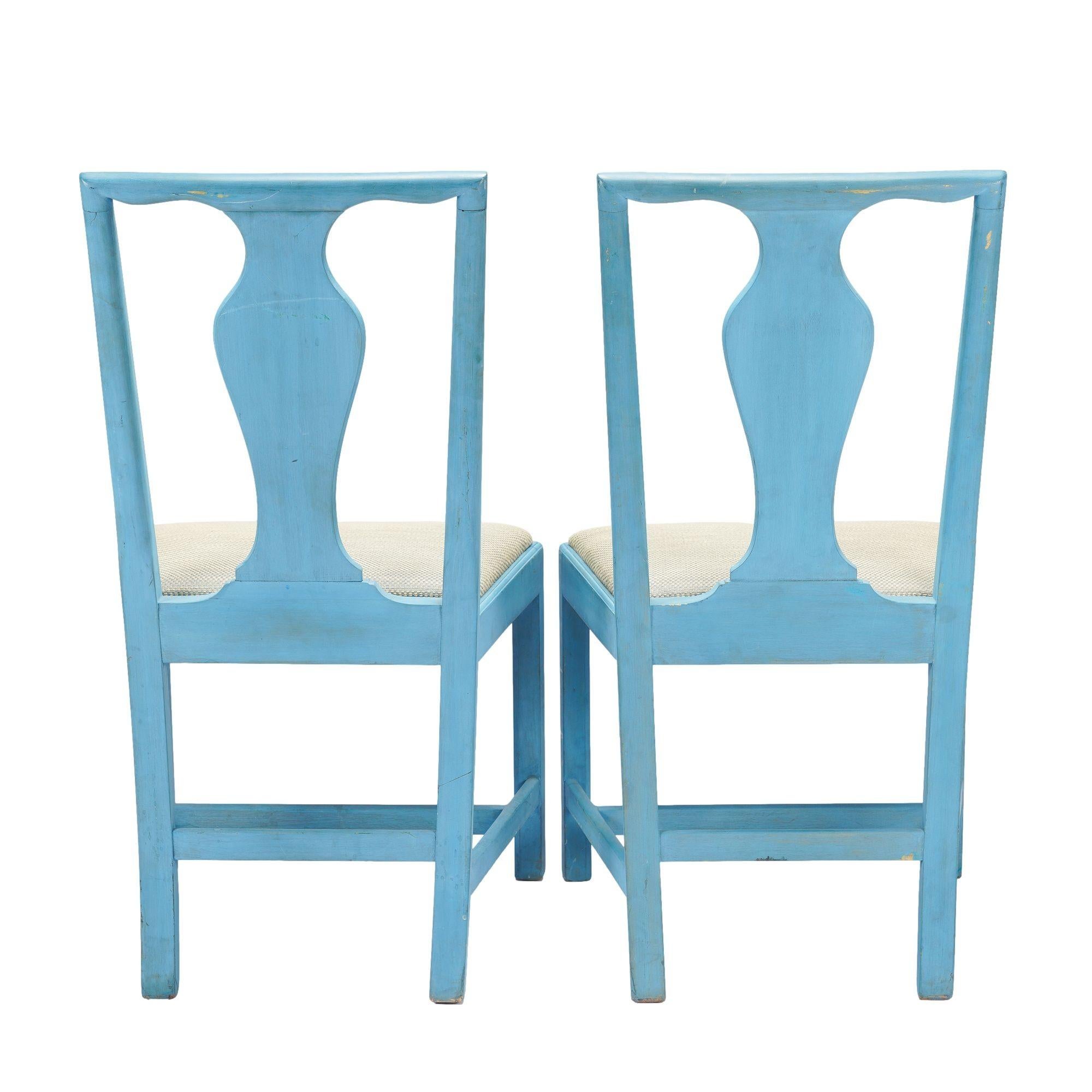 Upholstery Pair of painted Academic Revival slip seat side chairs, 1940 For Sale