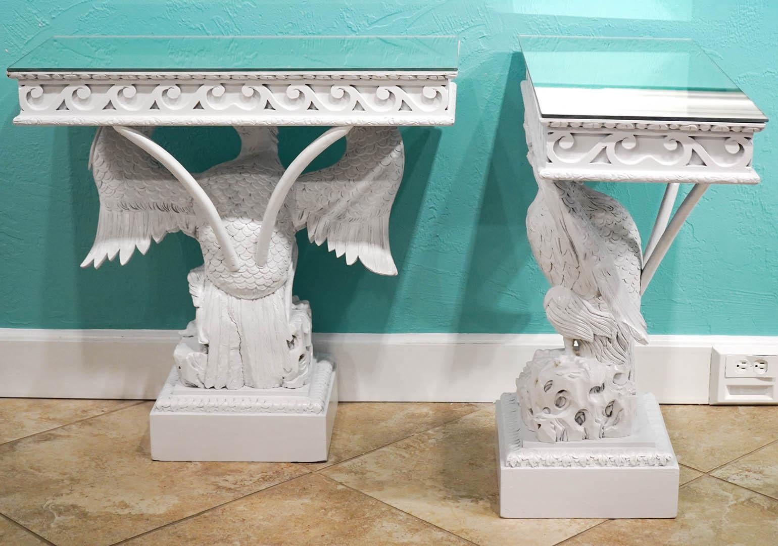 Pair of Painted American Eagle Consoles with Mirror Tops- Mid 20th Ct. For Sale 2