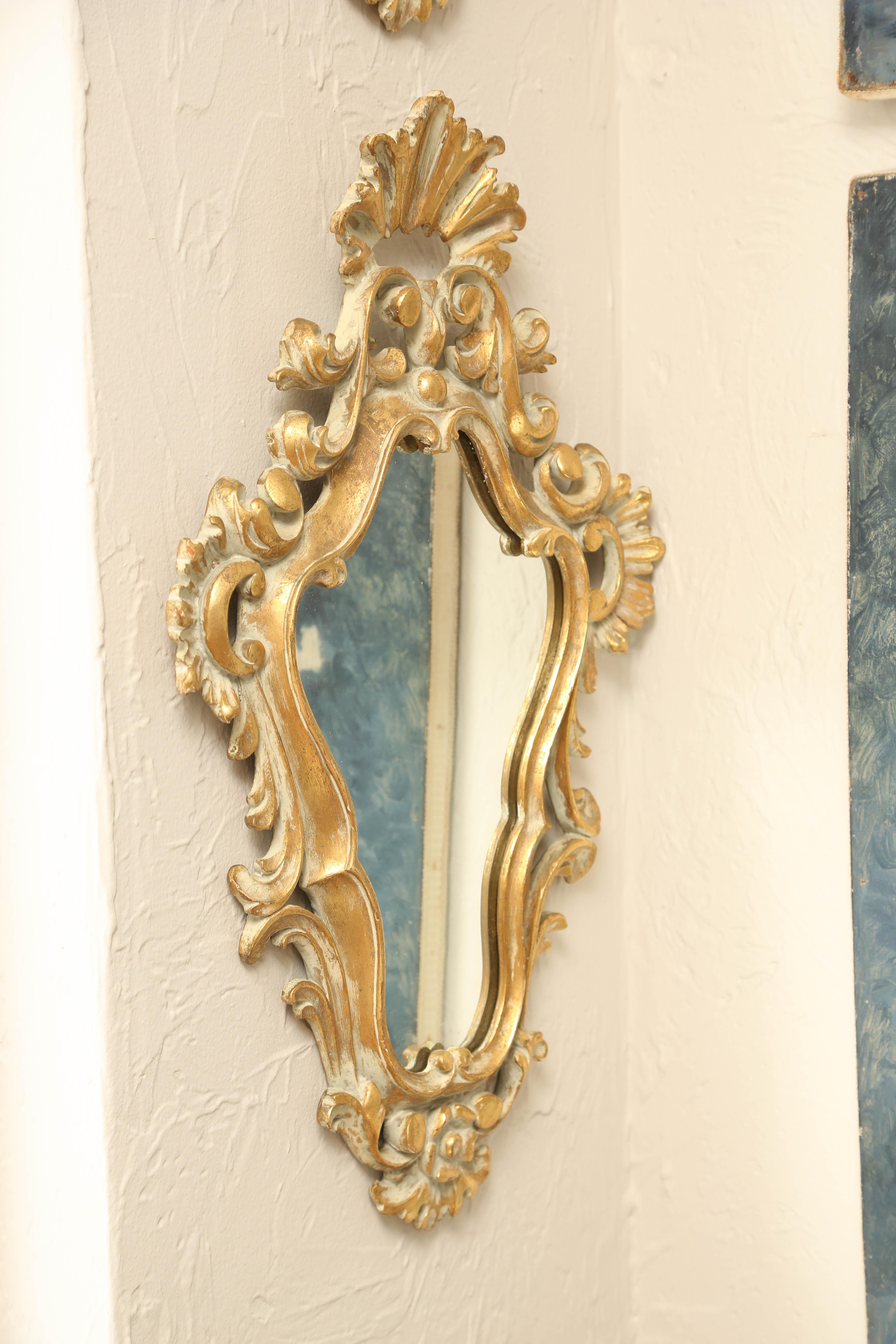 Pair of Painted and Gilded Italian Mirrors In Good Condition In West Palm Beach, FL