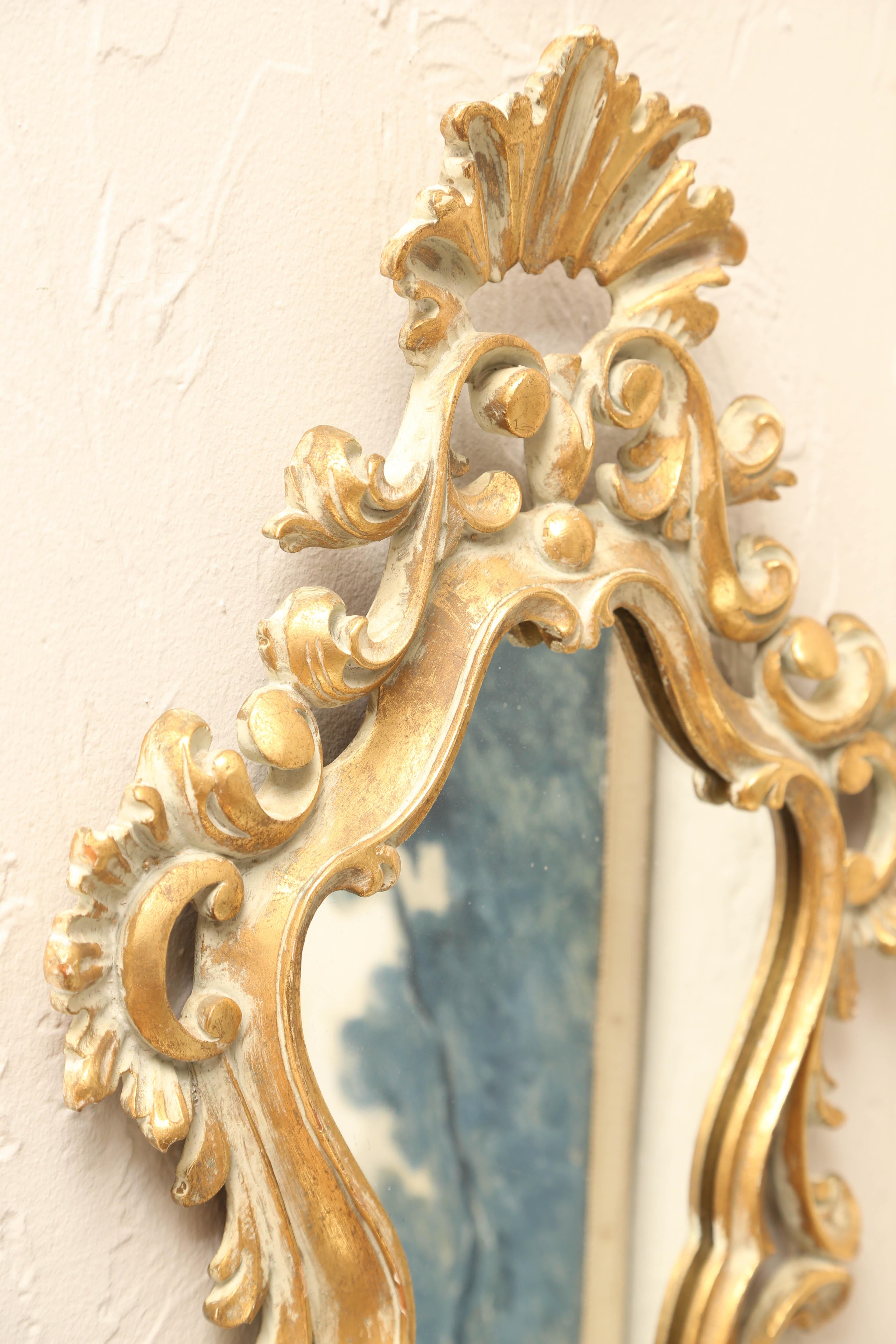 20th Century Pair of Painted and Gilded Italian Mirrors