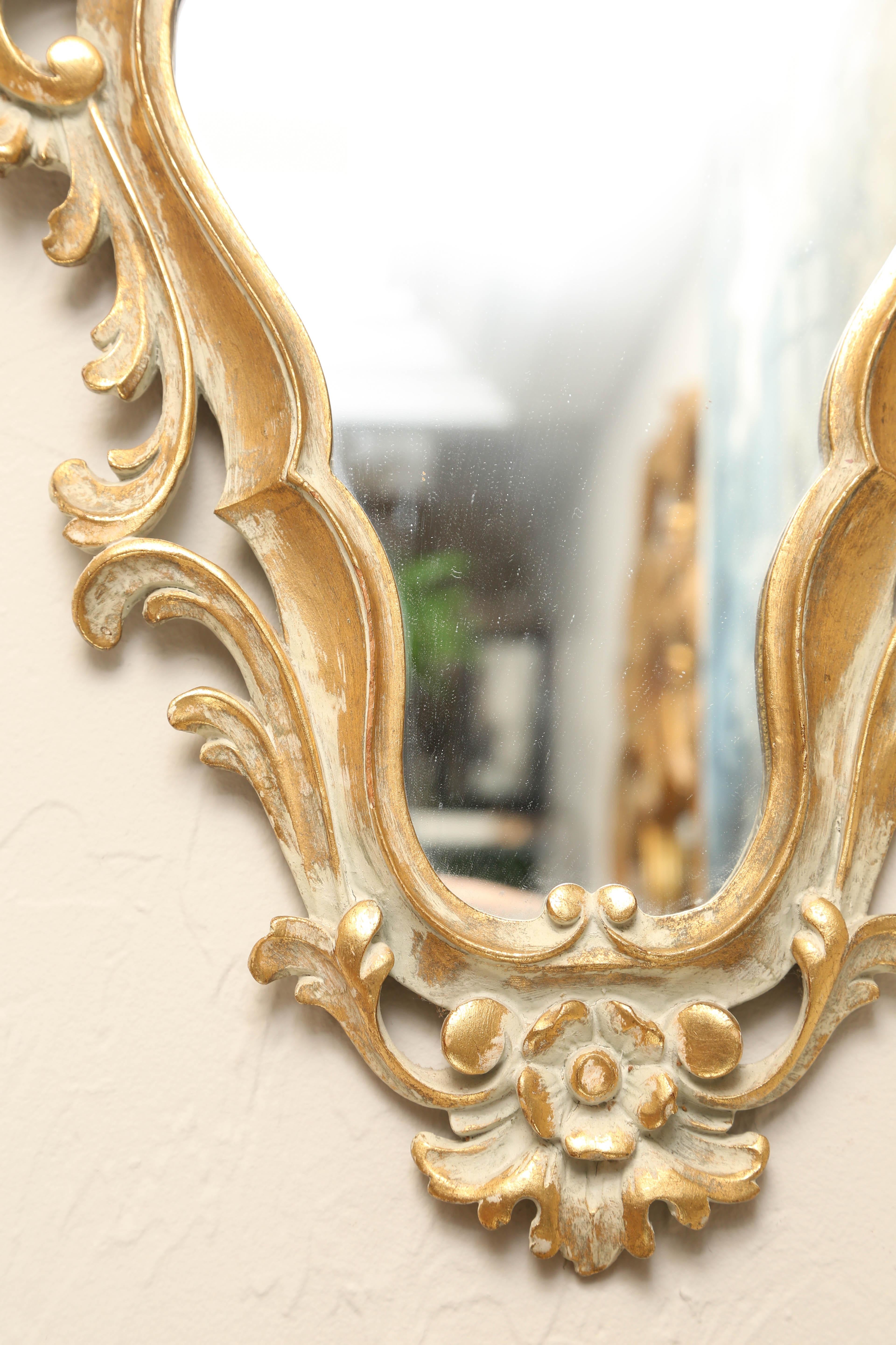 Pair of Painted and Gilded Italian Mirrors 1