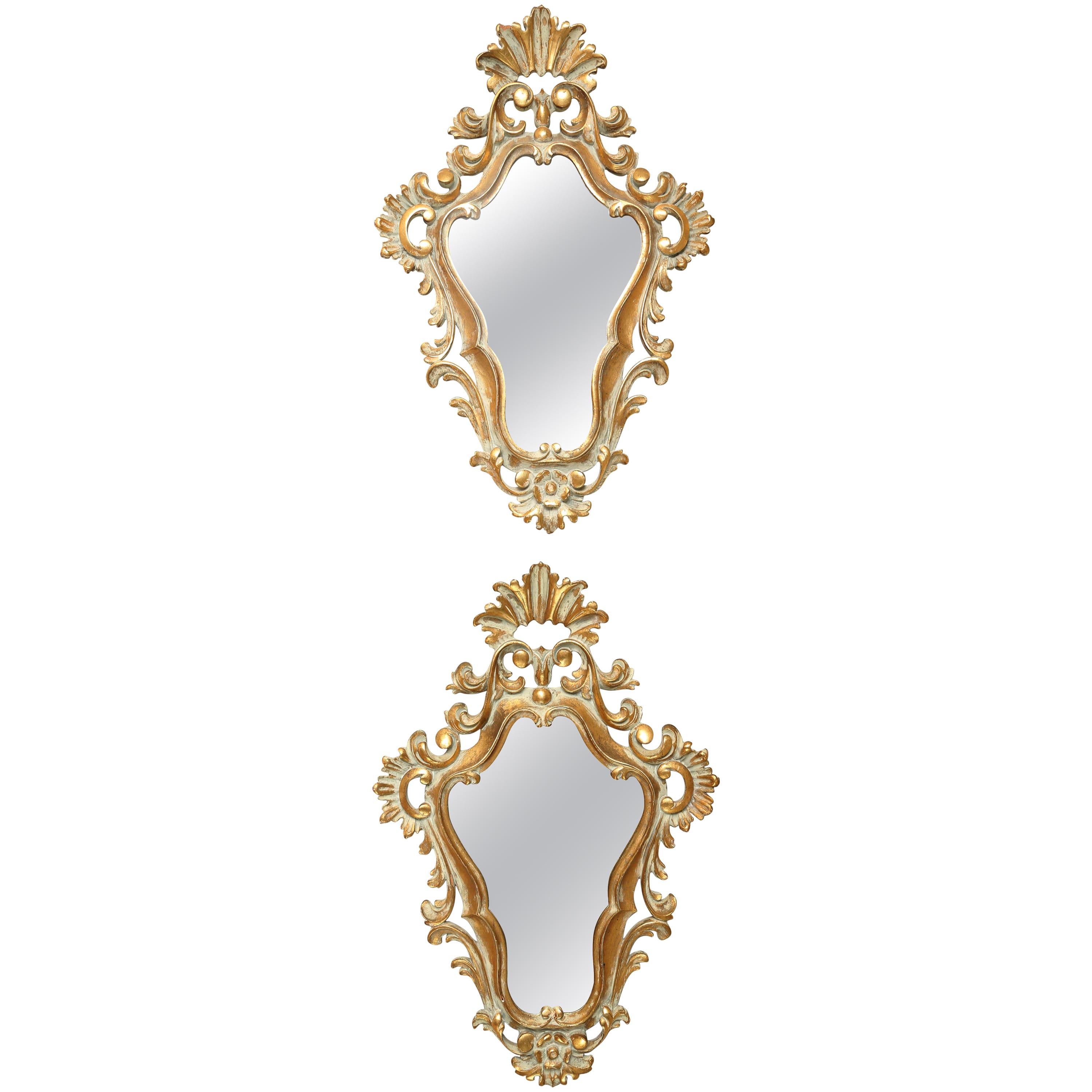 Pair of Painted and Gilded Italian Mirrors