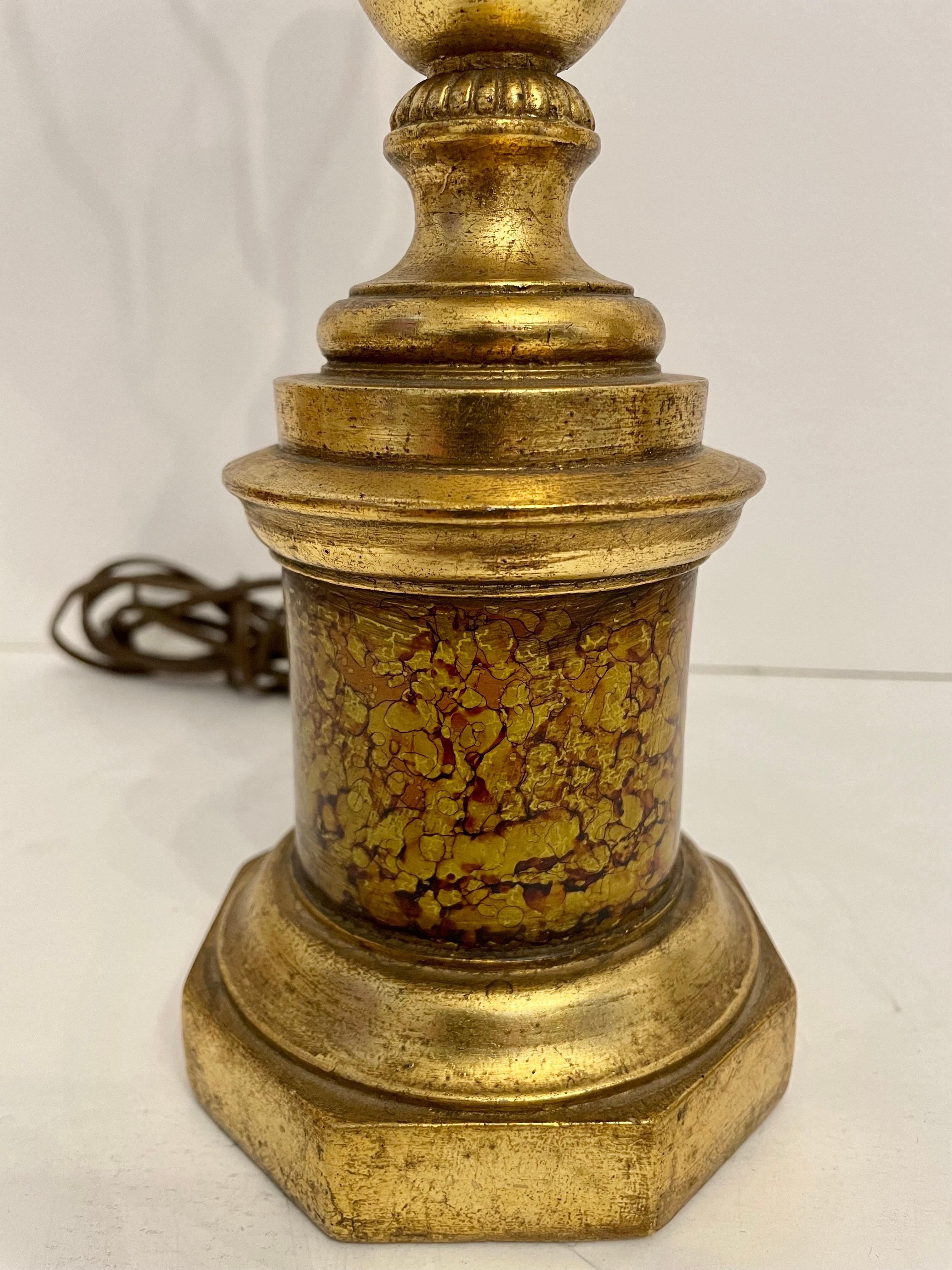 Mid-20th Century Pair Of Painted and Gilt Borghese Table Lamps For Sale