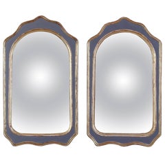 Pair of Painted and Gilt Convex Mirrors