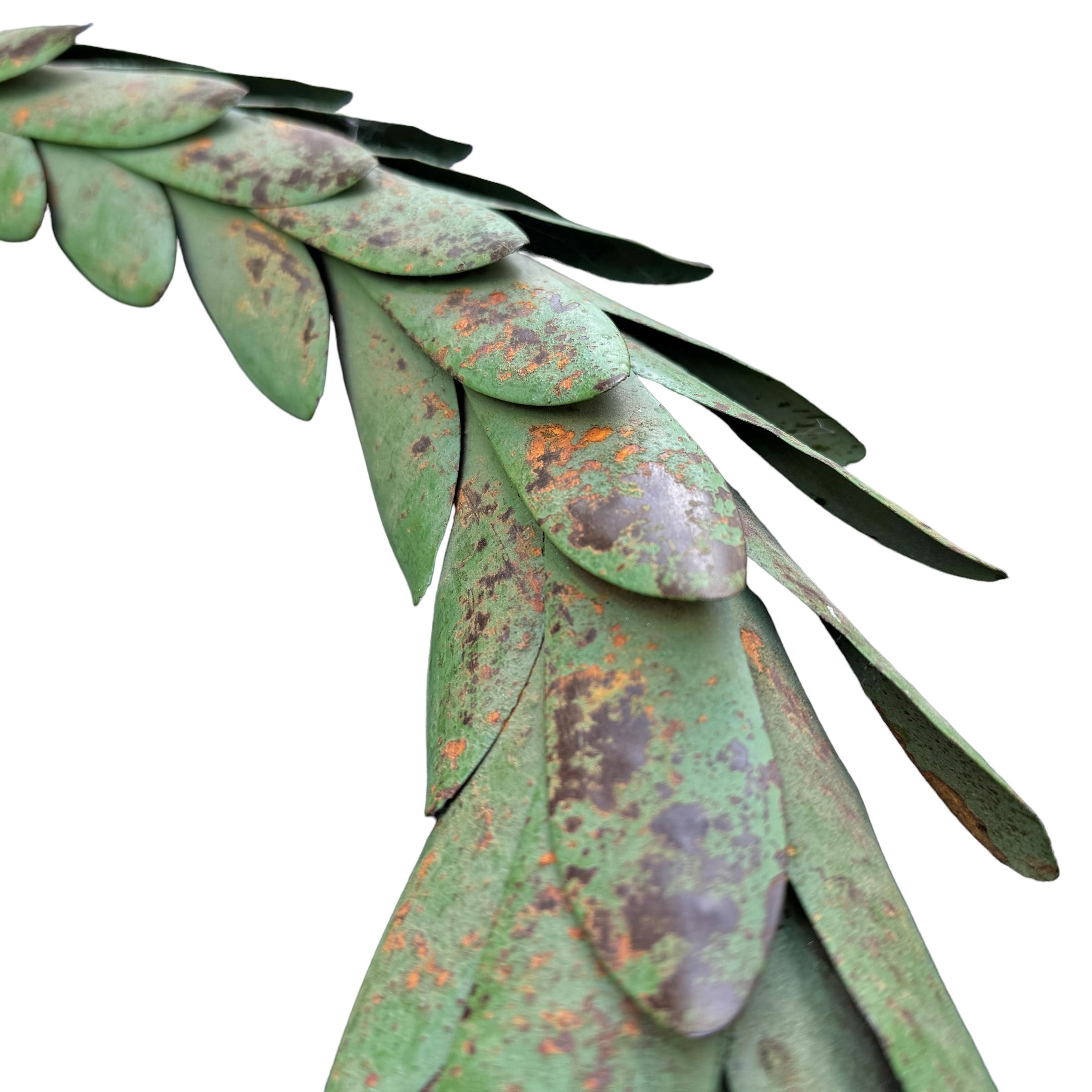 Pair of Painted and Gilt Tole Laurel Wreaths 3