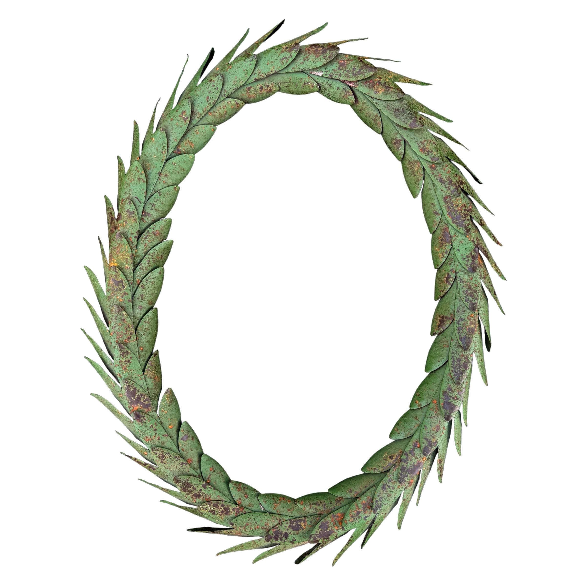Classical Greek Pair of Painted and Gilt Tole Laurel Wreaths