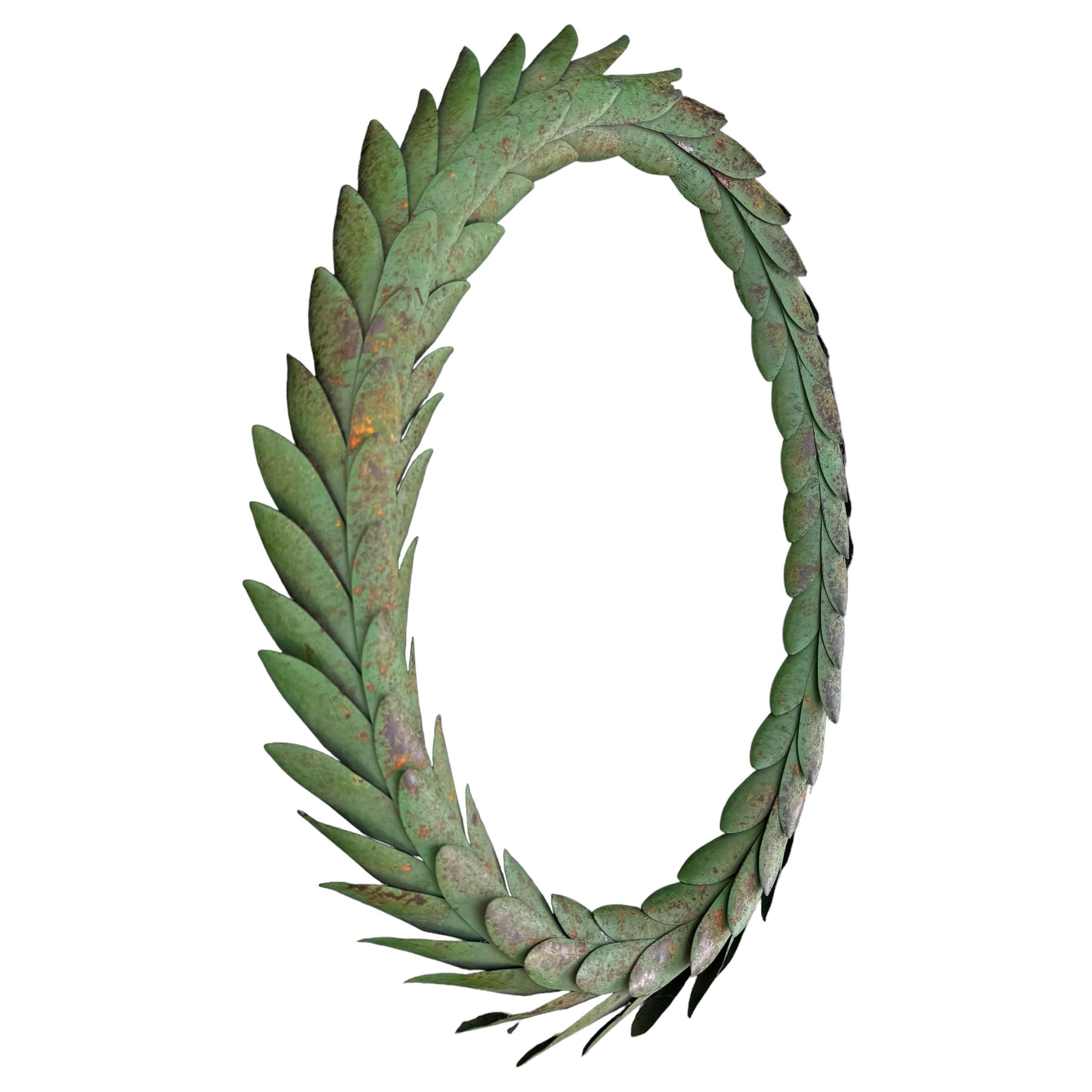 American Pair of Painted and Gilt Tole Laurel Wreaths