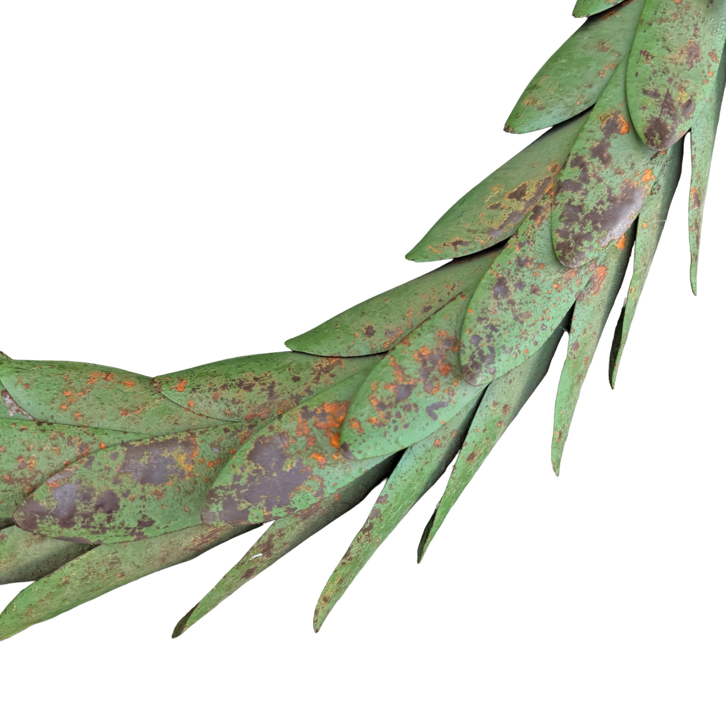 20th Century Pair of Painted and Gilt Tole Laurel Wreaths