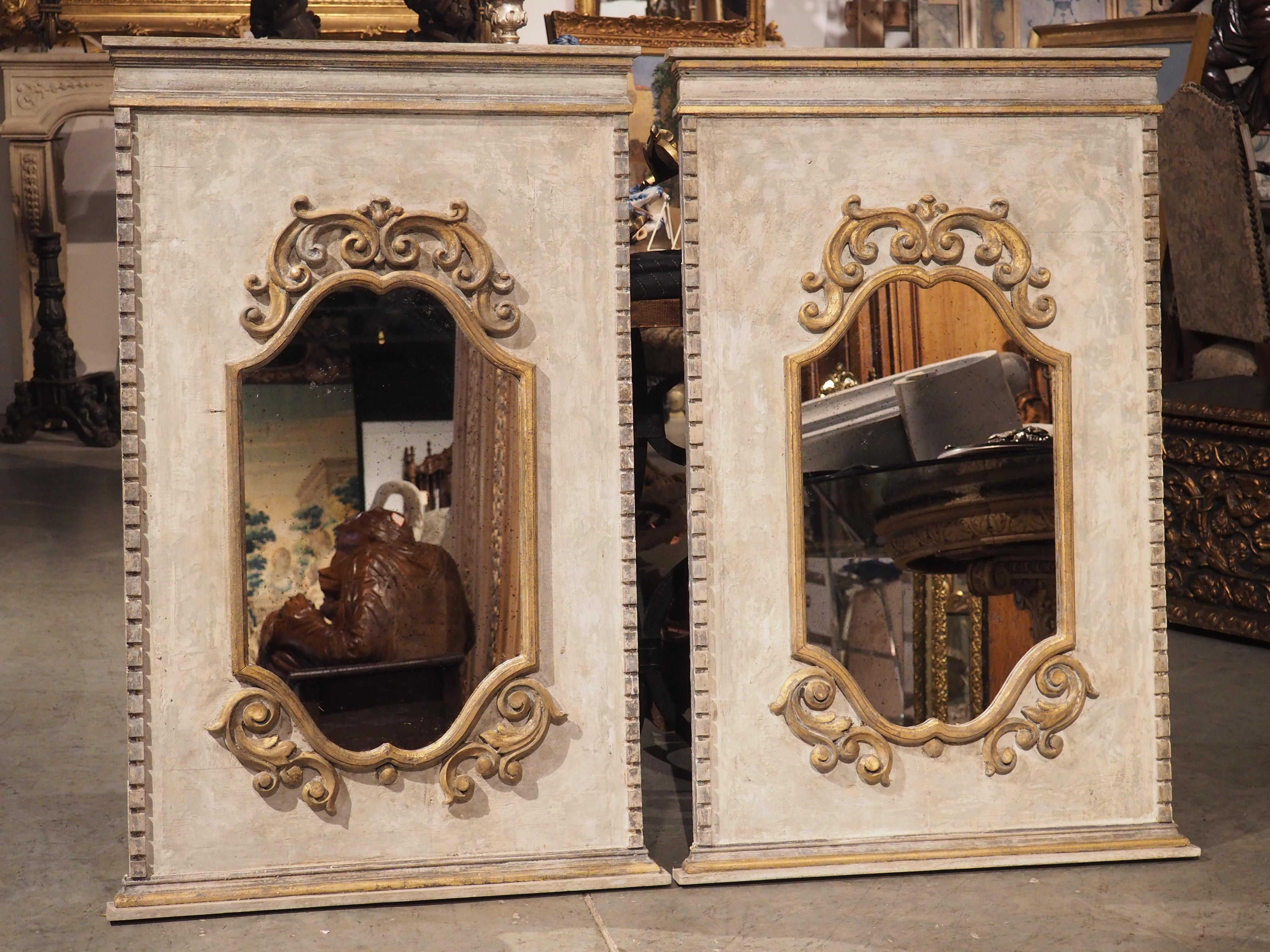 Pair of Painted and Giltwood Mirrors from Florence, Italy 11