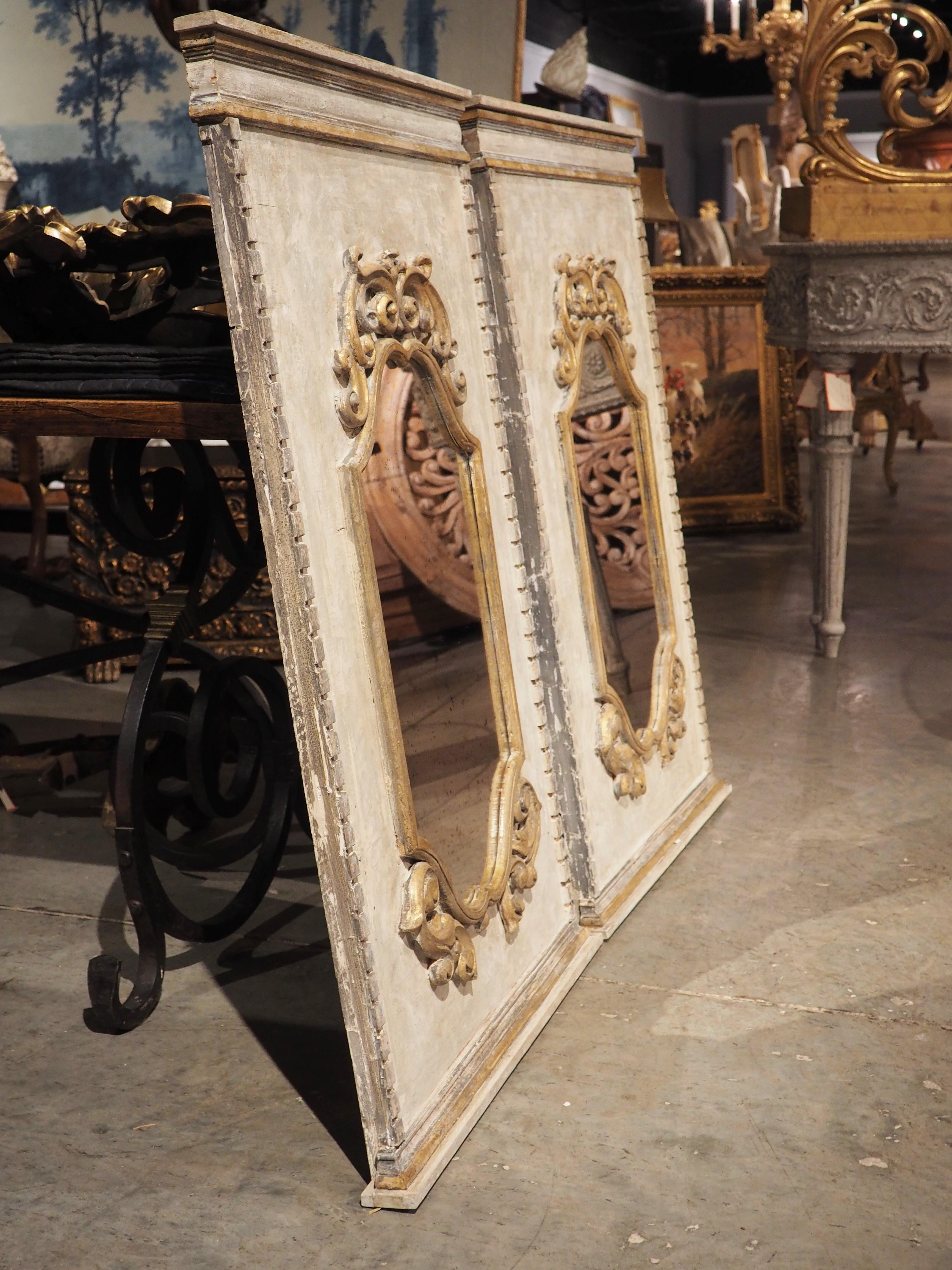 Italian Pair of Painted and Giltwood Mirrors from Florence, Italy