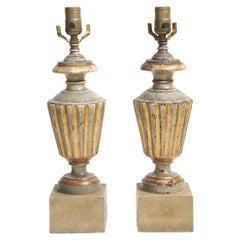 Pair of Painted and Parcel Gilt Italian Urn Form Lamps