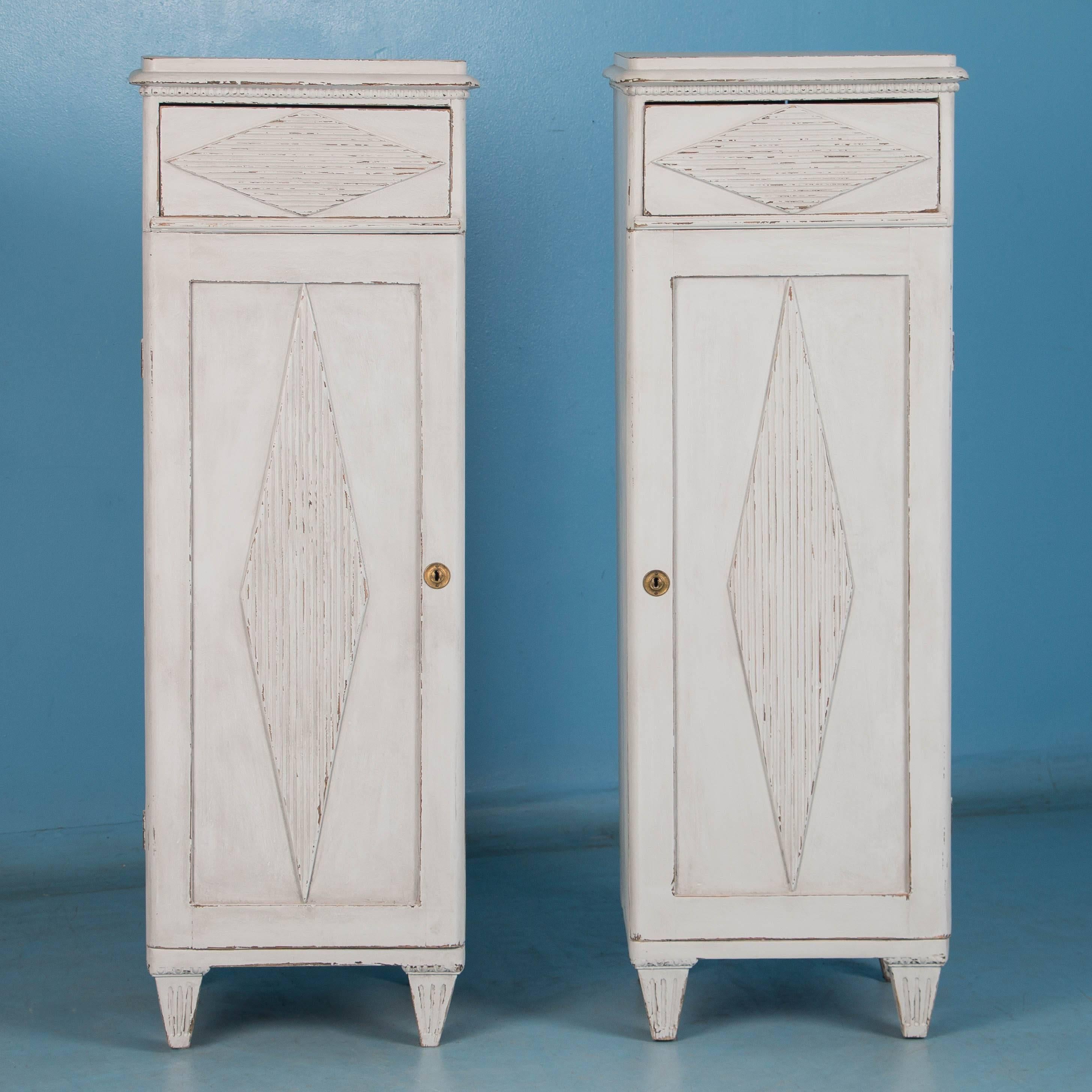 Swiss Pair of Painted Antique Swedish Gustavian Cabinets