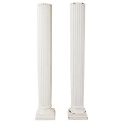 Pair of Painted Architectural Neoclassical Style Fluted Columns