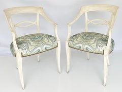 Pair of Vintage Painted Armchairs by Baker