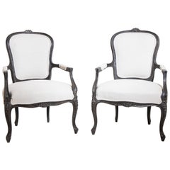 Pair of Painted Baroque Style Armchairs, Louis Quinze Style, circa 1900
