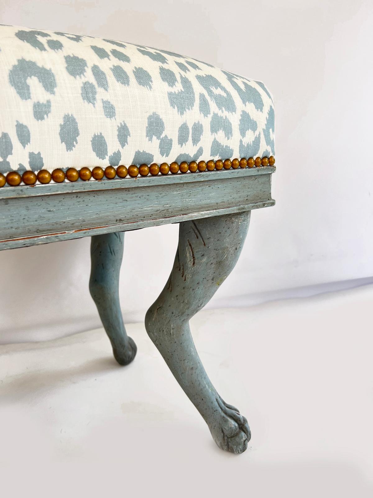 Pair of Painted Benches with Hock Legs and Paw Feet For Sale 4
