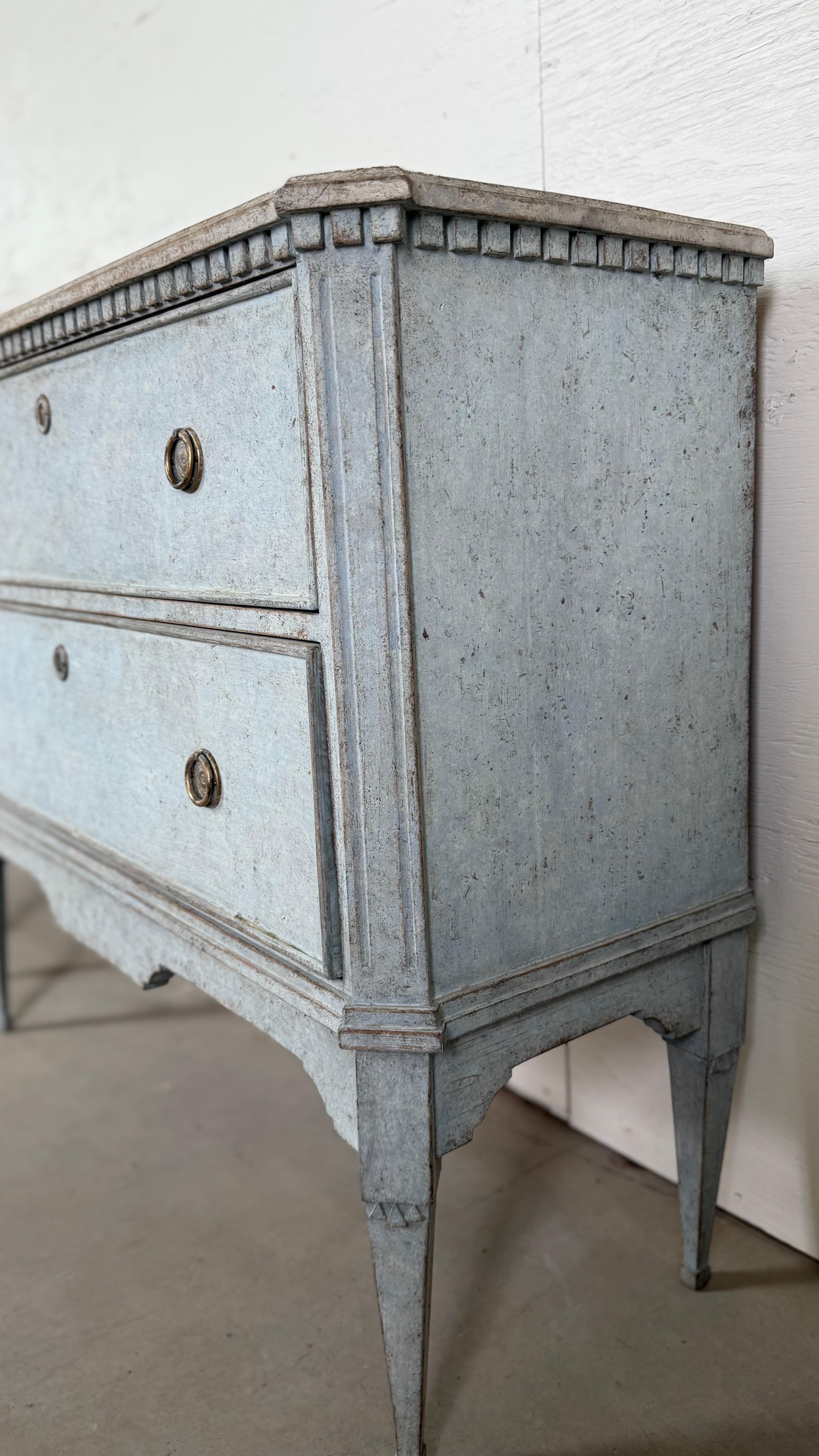 Pair of Painted Blue 19th C. Swedish Chests In Good Condition In Atlanta, GA